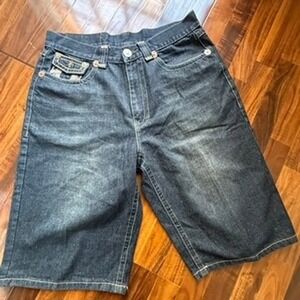 True Religion Joey Super T Mens Dark Wash Denim Shorts Size 36 Y2K Streetwear